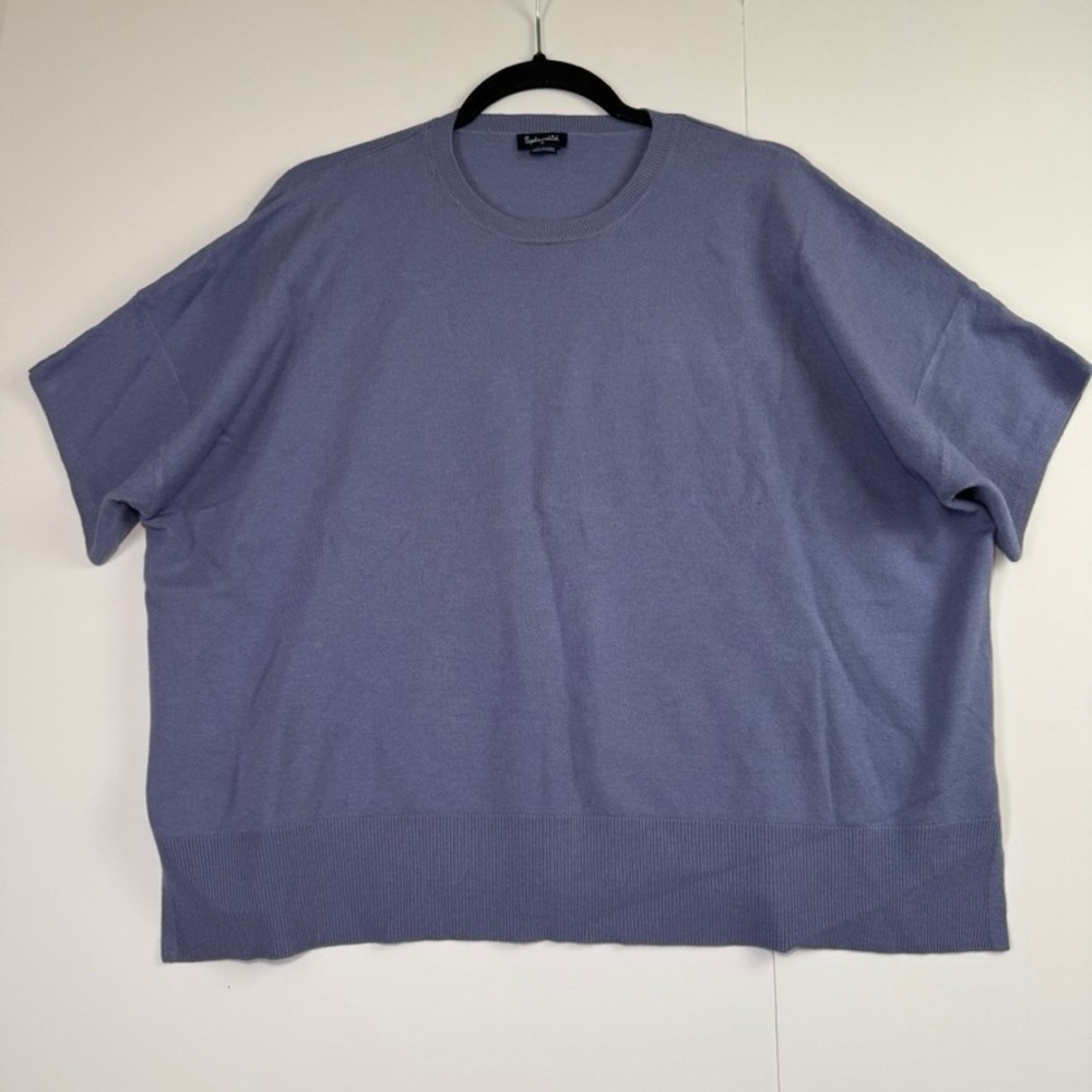 Splendid Womens Blue Short Sleeve Oversized Knit Sweater Viscose Blend Size M